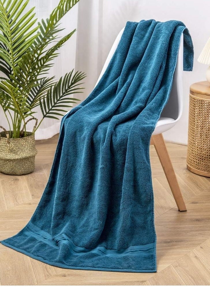 joyzzz Luxury Bath Towels Set 3 Pack, Towel Set 100% Cotton (1 Large Bath Towel, 1 Hand Towel, 1 Washcloth) Ultra Soft and Highly Absorbent, for Bathroom, Hotel, Spa, Beach and Gym-Blue - Image 3
